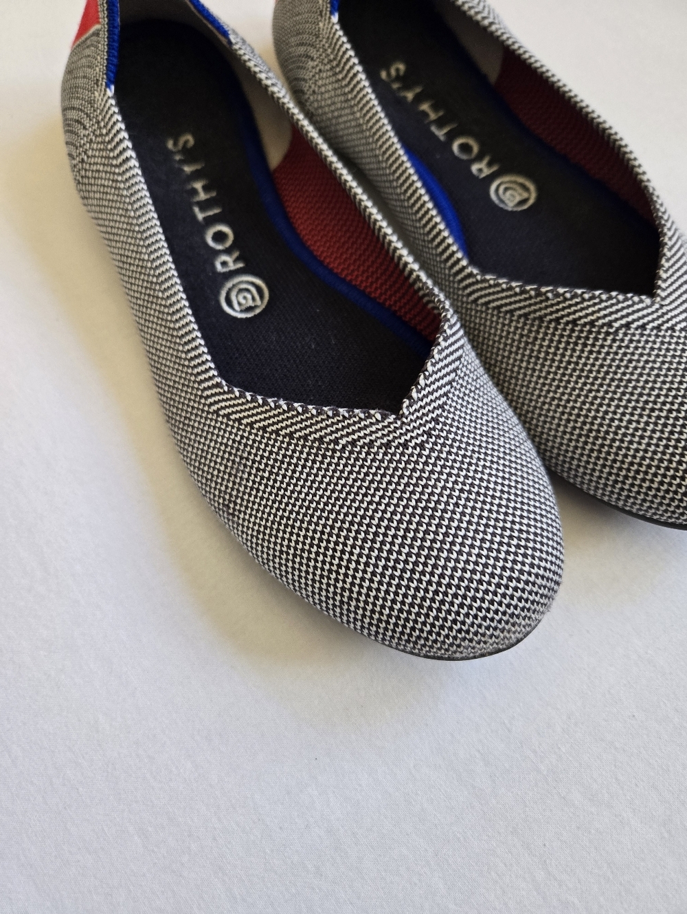 Rothy's The Flat Shoes Shale Cherry Ribbon Ballet Flats Gray Size 8 - Picture 2 of 12